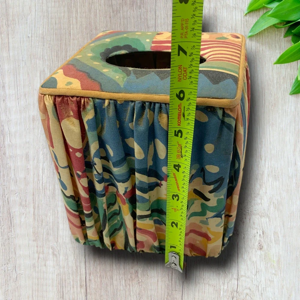 Vintage 90s Touch of Class Fabric Tissue Box Cover Cottage Floral Patchwork Cube